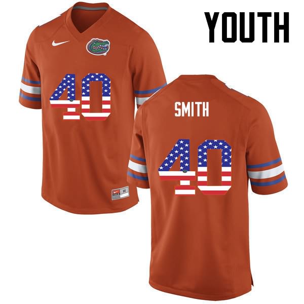 Youth NCAA Florida Gators Nick Smith #40 Stitched Authentic USA Flag Fashion Nike Orange College Football Jersey EYS2865NN